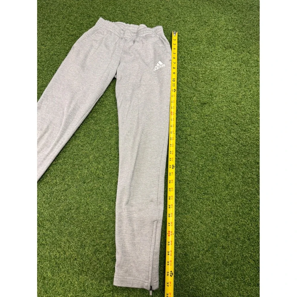 Adidas Mens S Heather Gray Textured Knit Joggers‎ Ankle Zip Sweatpants Small